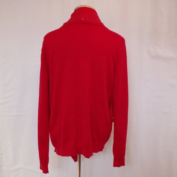 DKNY Draped Open Front Sequined Drape Front Cardigan- Sz XS/Sm - Picture 6 of 10